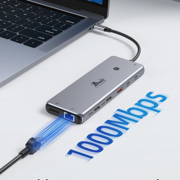 USB C Hub USB C Docking Station Dual Monitor 3 in Triple Display Multiport Adapt - Picture 7 of 9